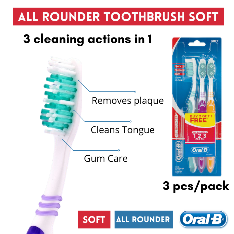 Oral B All Rounder Toothbrush Soft 3 Pack
